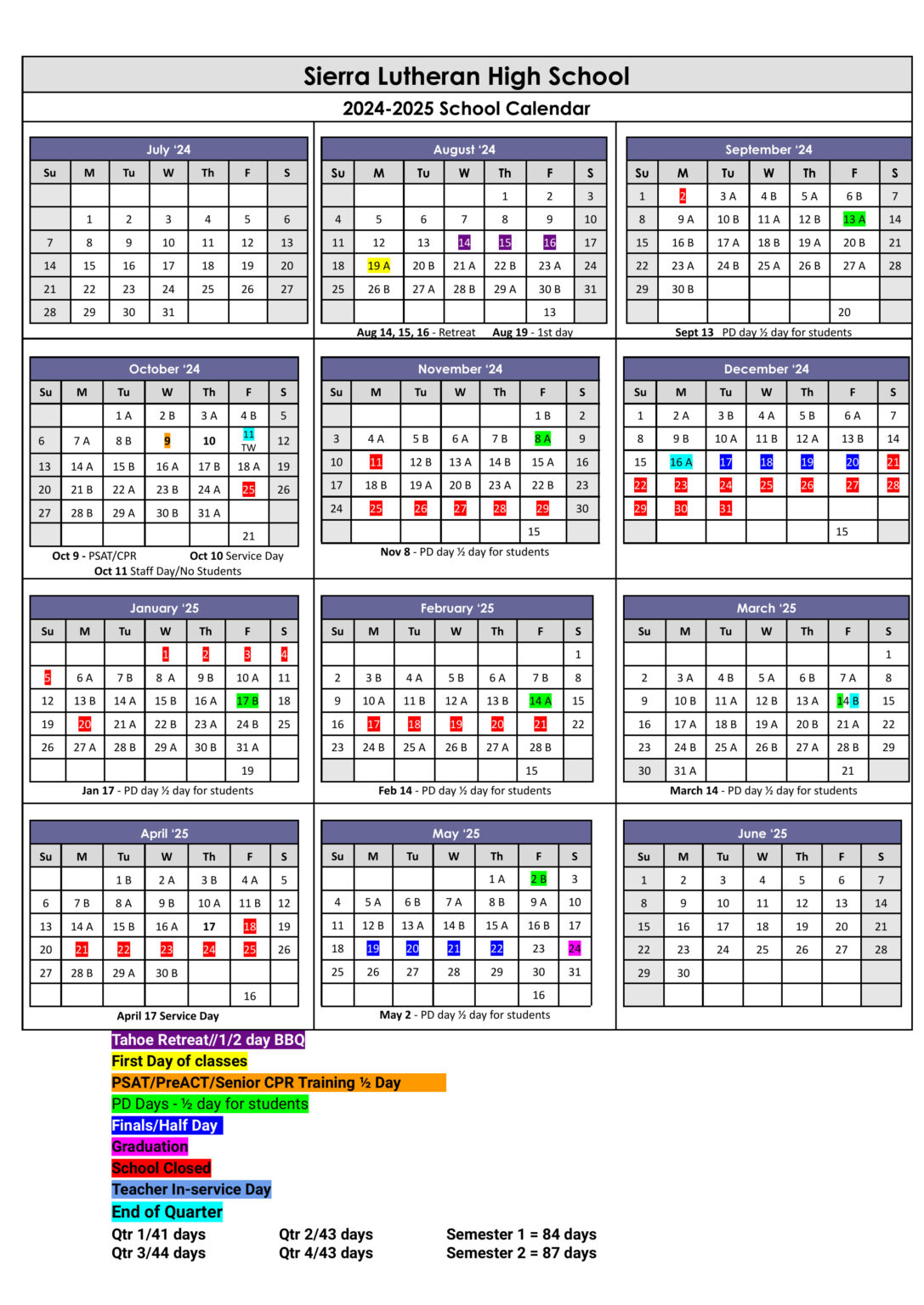 Academic Calendar