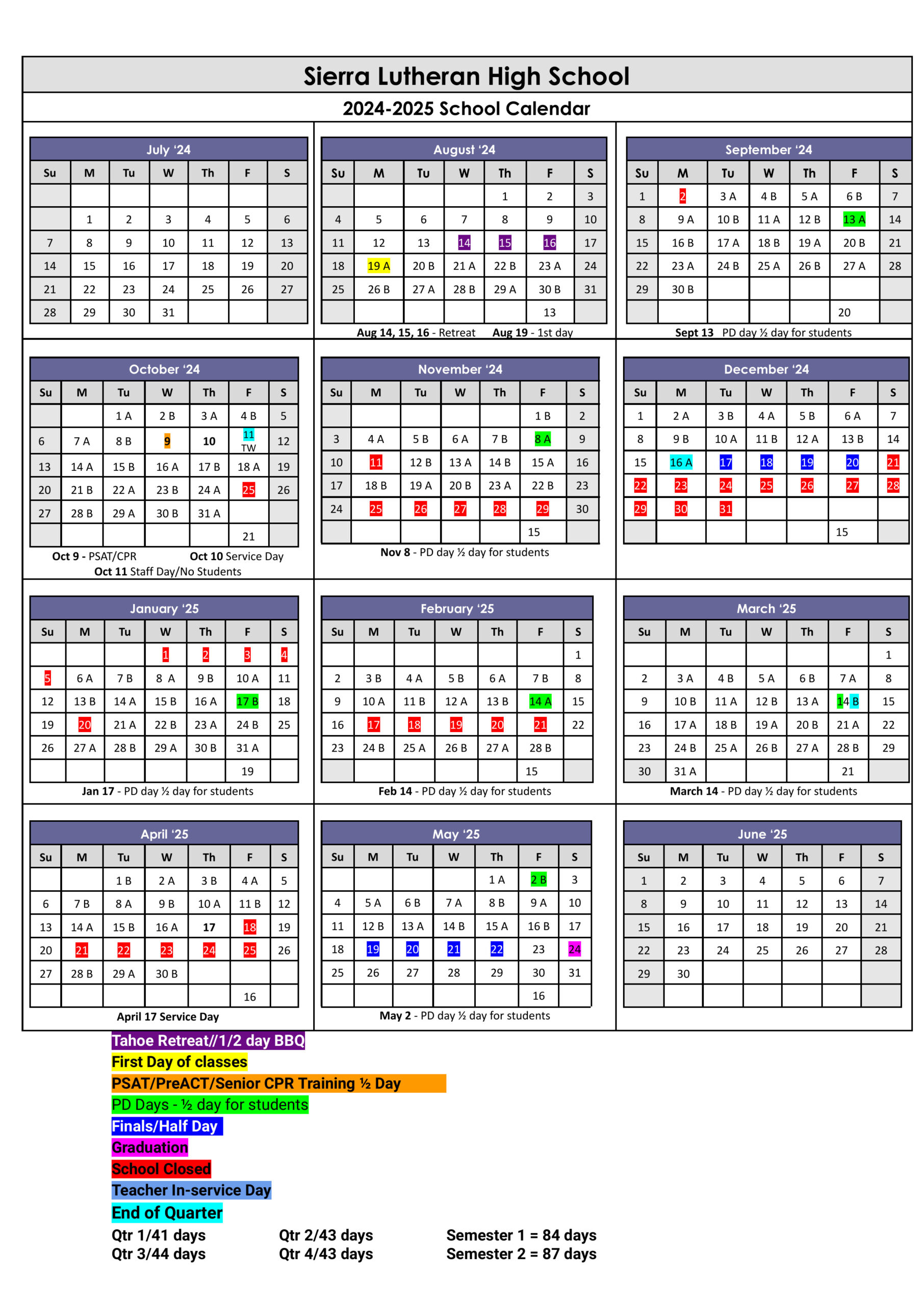 Academic Calendar